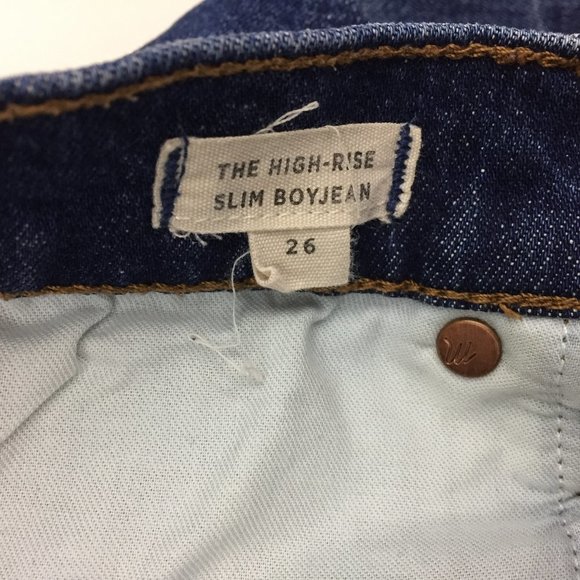 MADEWELL Medium/Dark Wash The High Rise Slim Boyjean 5 Pocket Jeans - Picture 3 of 10